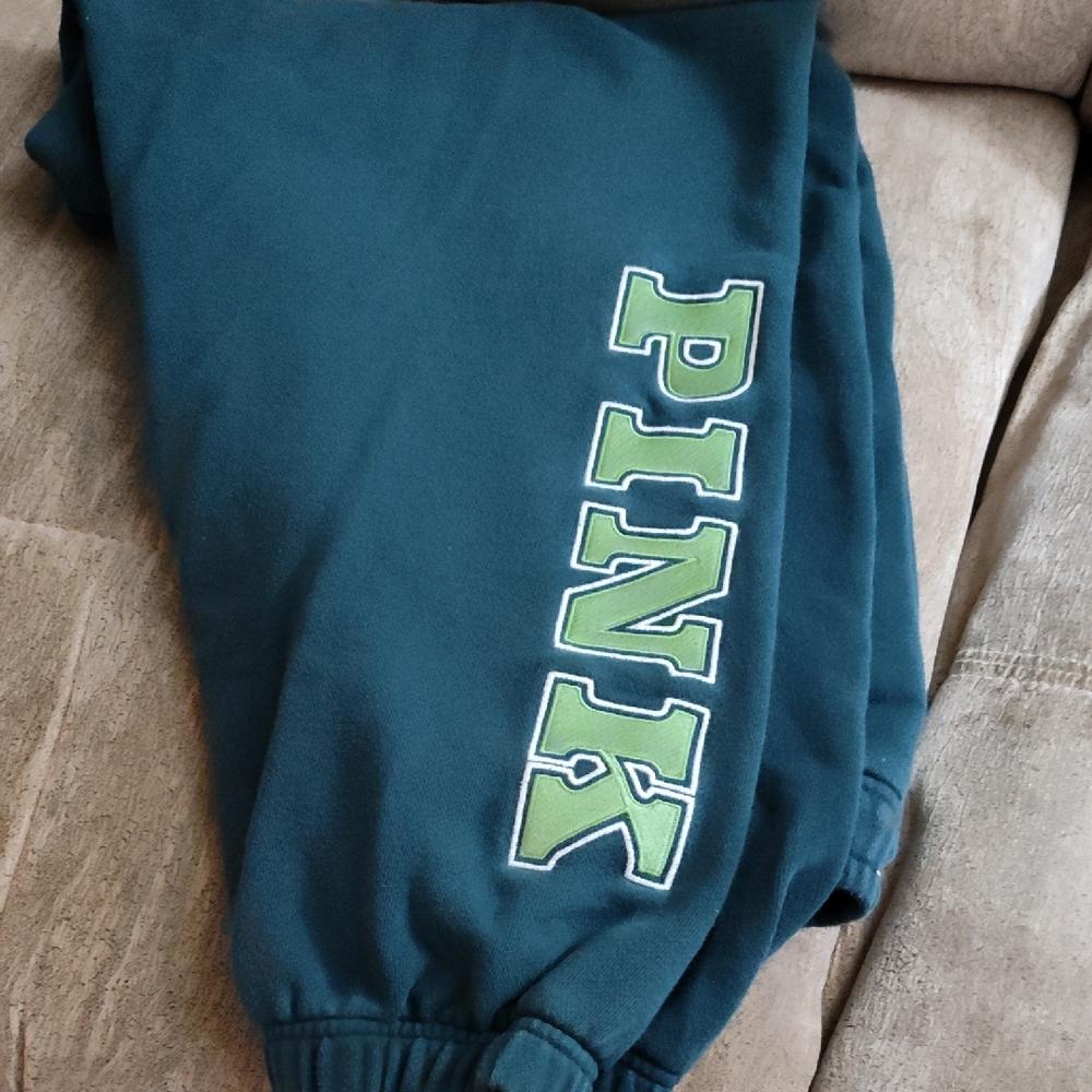 Hunter Green Sweatpants with Green PINK Logo